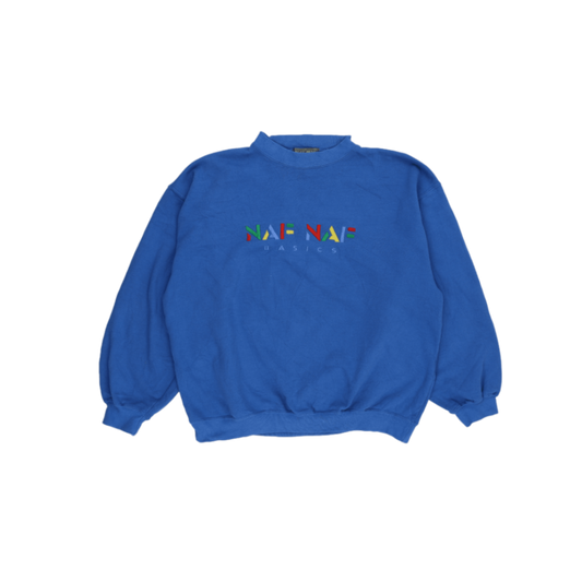 NAF NAF Vintage Blue Crewneck Sweatshirt Unisex Size T1 Small Cotton Blend