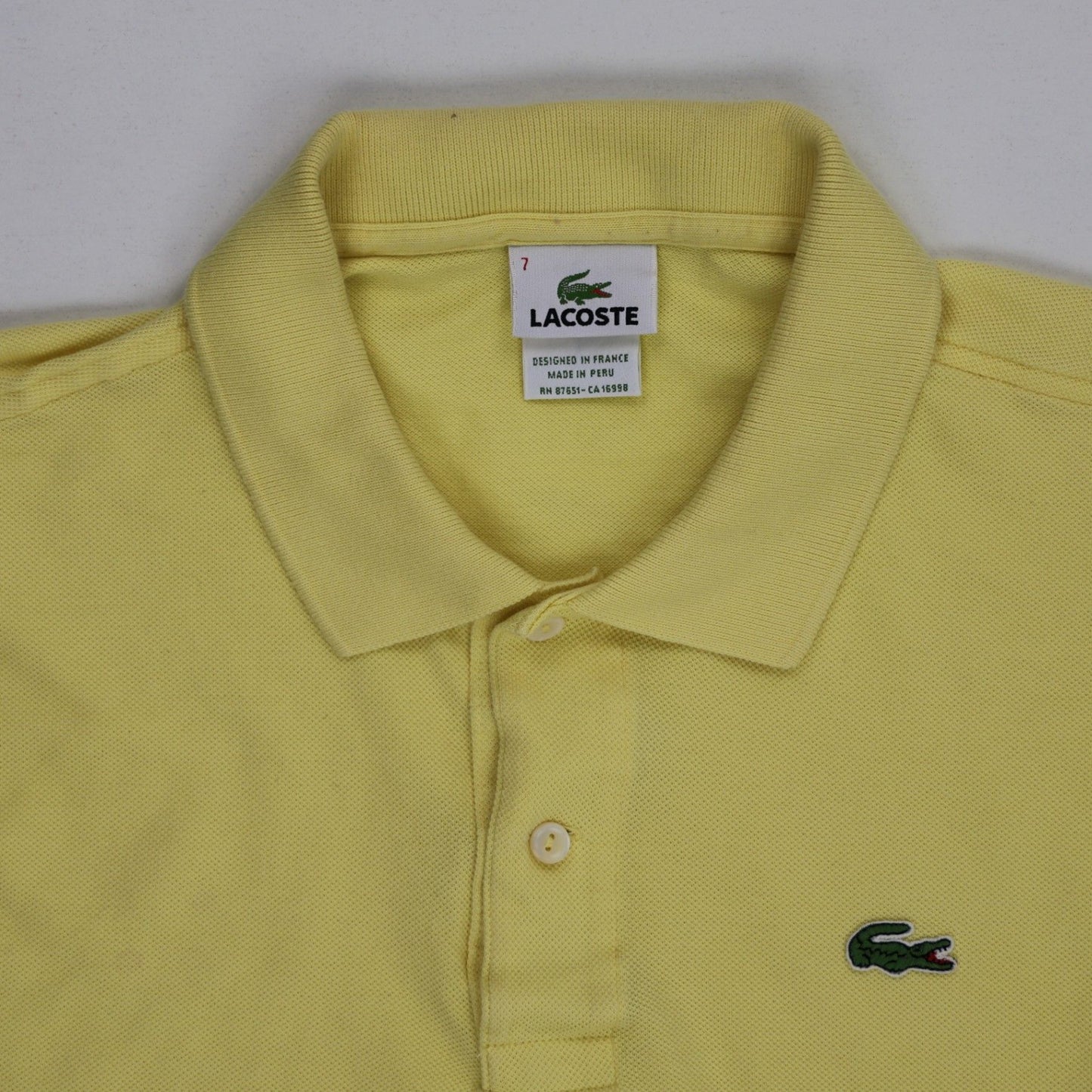 Lacoste Classic Yellow Cotton Polo Shirt Size 7 Large