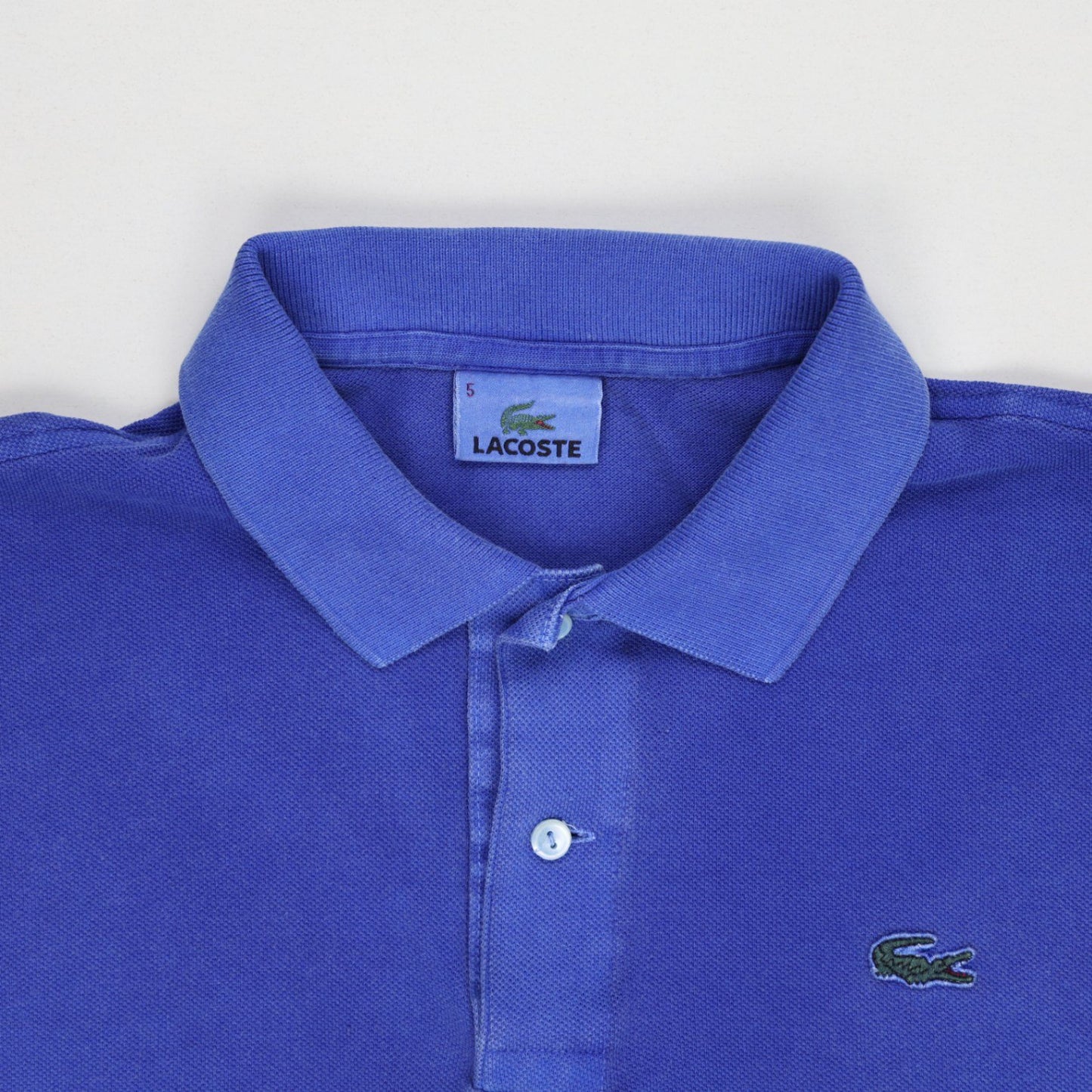 Lacoste Classic Blue Cotton Polo Shirt Size 5 Large Mens Casual