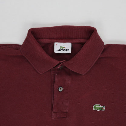 Lacoste Burgundy Cotton Polo Shirt Size 3 Medium Classic Collared Short Sleeve