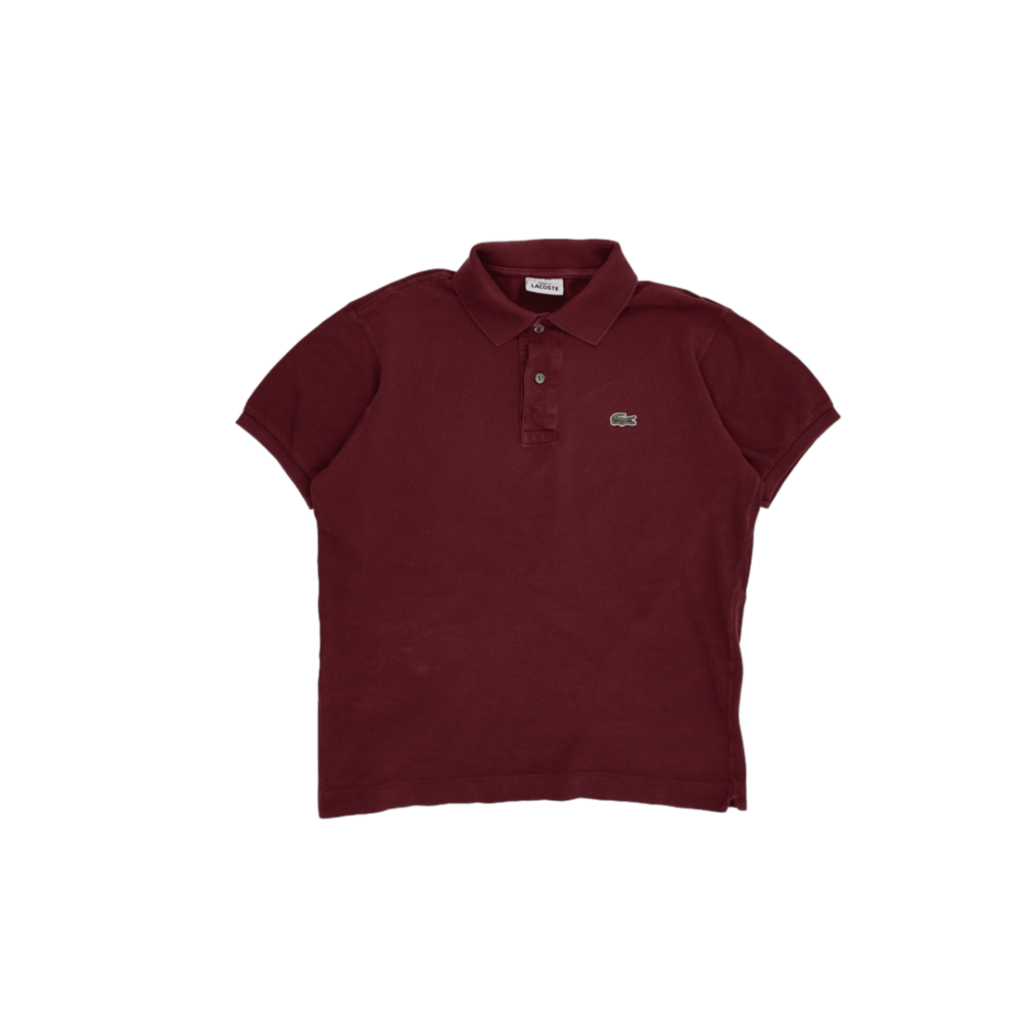 Lacoste Burgundy Cotton Polo Shirt Size 3 Medium Classic Collared Short Sleeve