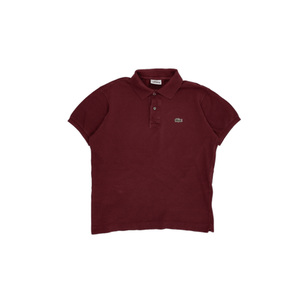 Lacoste Burgundy Cotton Polo Shirt Size 3 Medium Classic Collared Short Sleeve