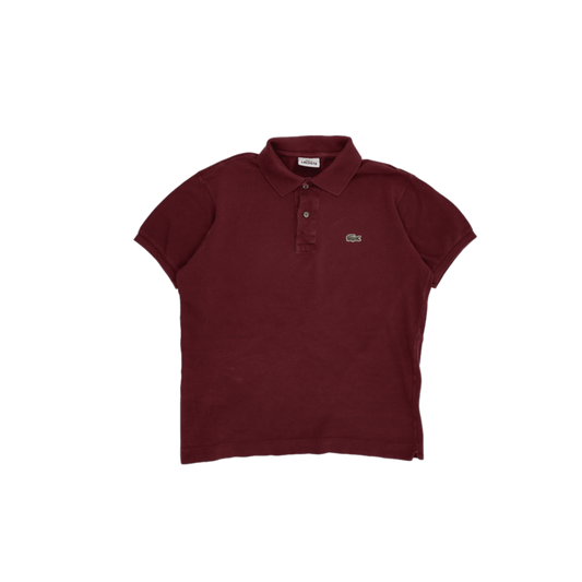 Lacoste Burgundy Cotton Polo Shirt Size 3 Medium Classic Collared Short Sleeve