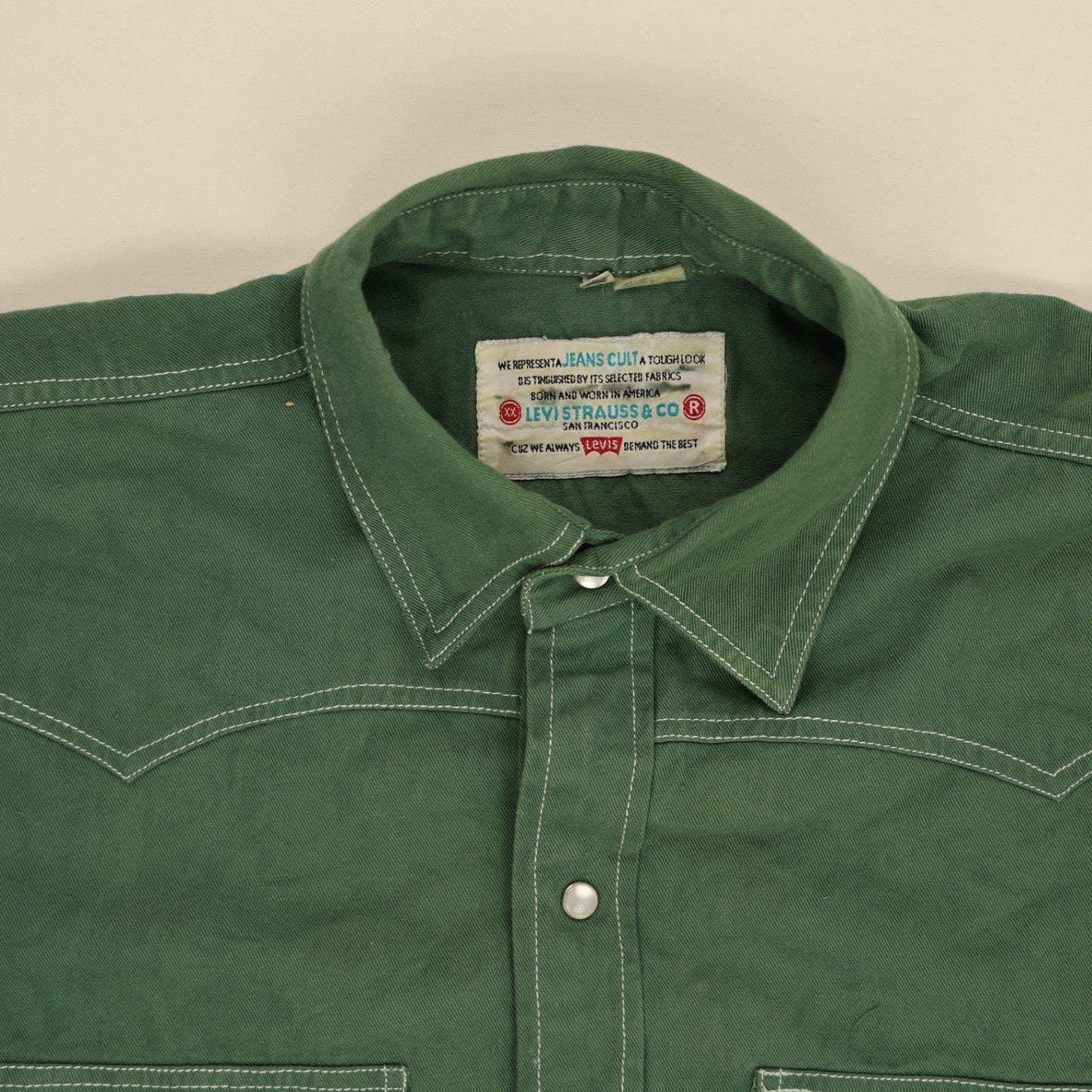 Levi's Western Shirt Green Large Denim Collared