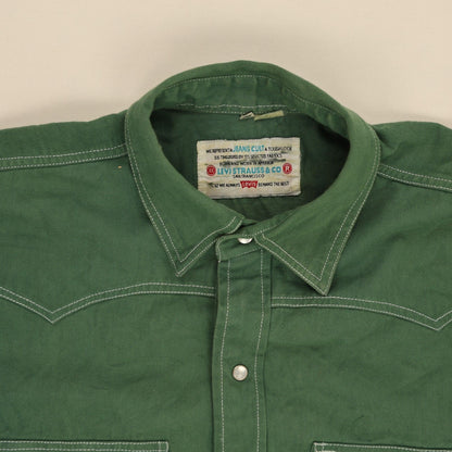 Levi's Western Shirt Green Large Denim Collared