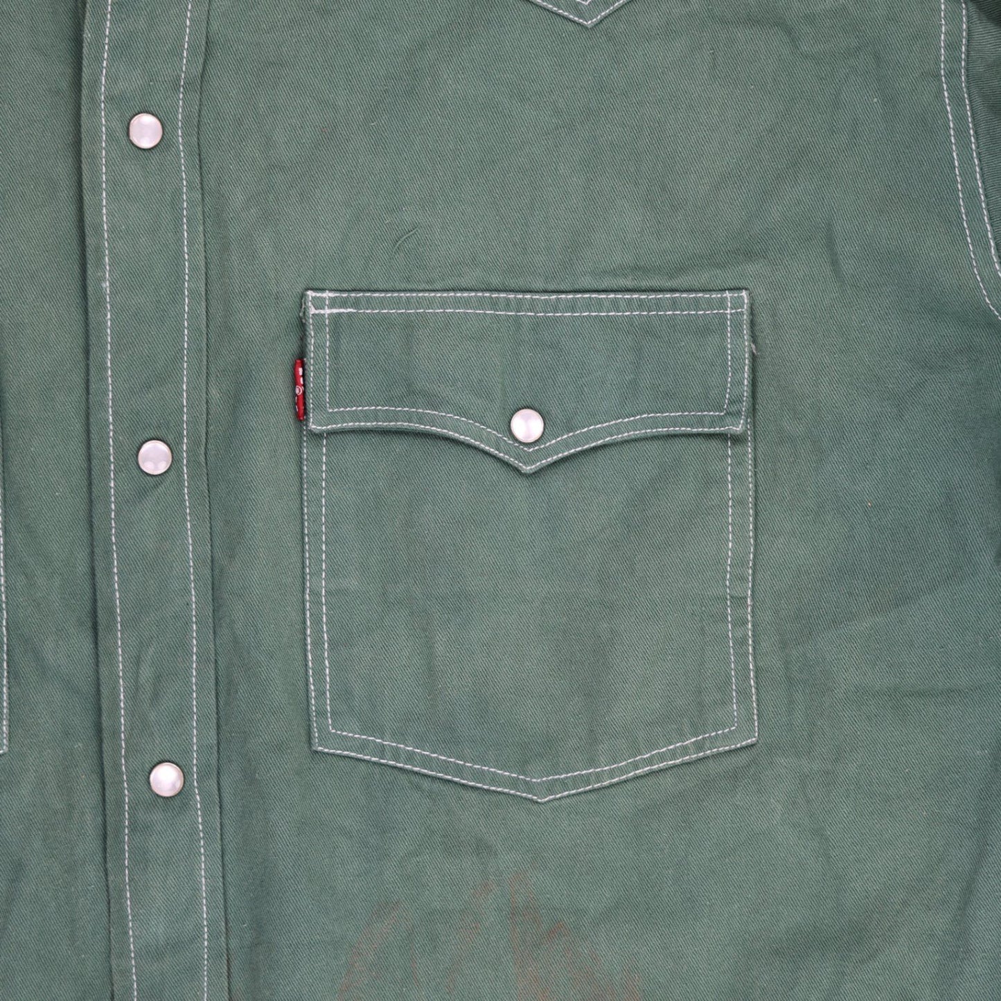 Levi's Western Shirt Green Large Denim Collared
