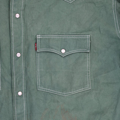 Levi's Western Shirt Green Large Denim Collared