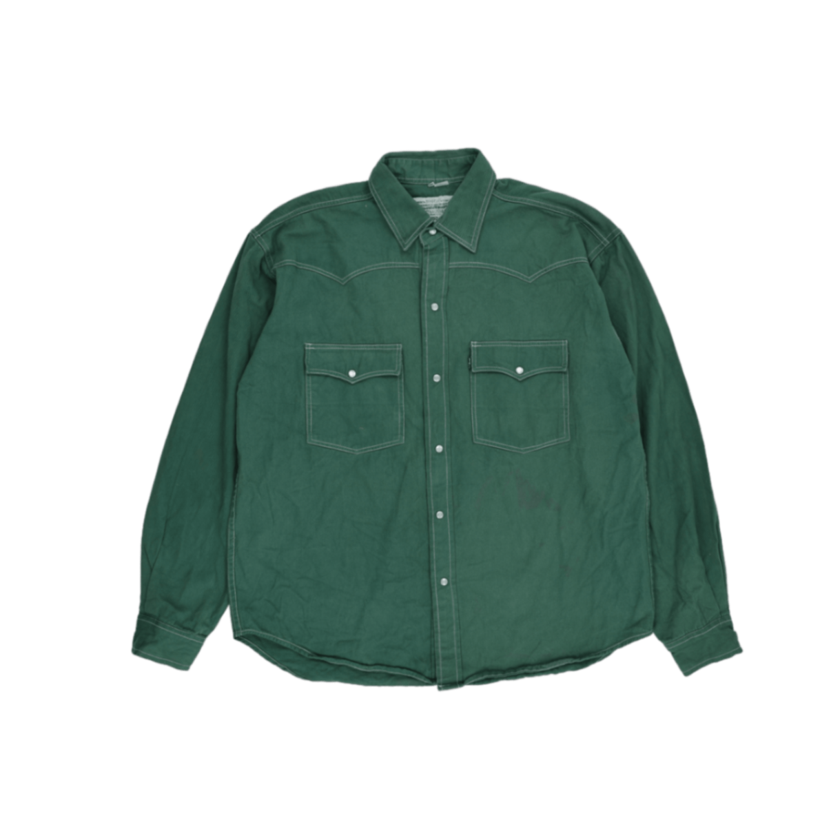 Levi's Western Shirt Green Large Denim Collared