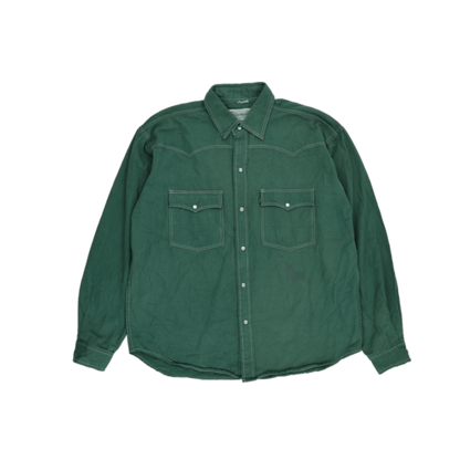Levi's Western Shirt Green Large Denim Collared