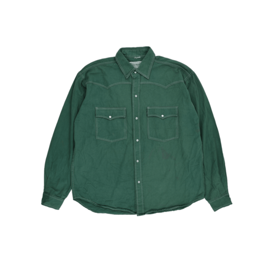 Levi's Western Shirt Green Large Denim Collared