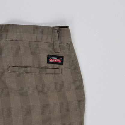Dickies Men's Brown Check Patterned Work Shorts Size 34 Cotton Blend Inseam 28 cm