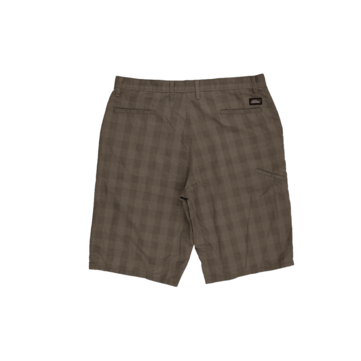 Dickies Men's Brown Check Patterned Work Shorts Size 34 Cotton Blend Inseam 28 cm