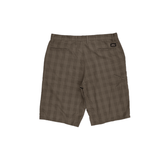 Dickies Men's Brown Check Patterned Work Shorts Size 34 Cotton Blend Inseam 28 cm