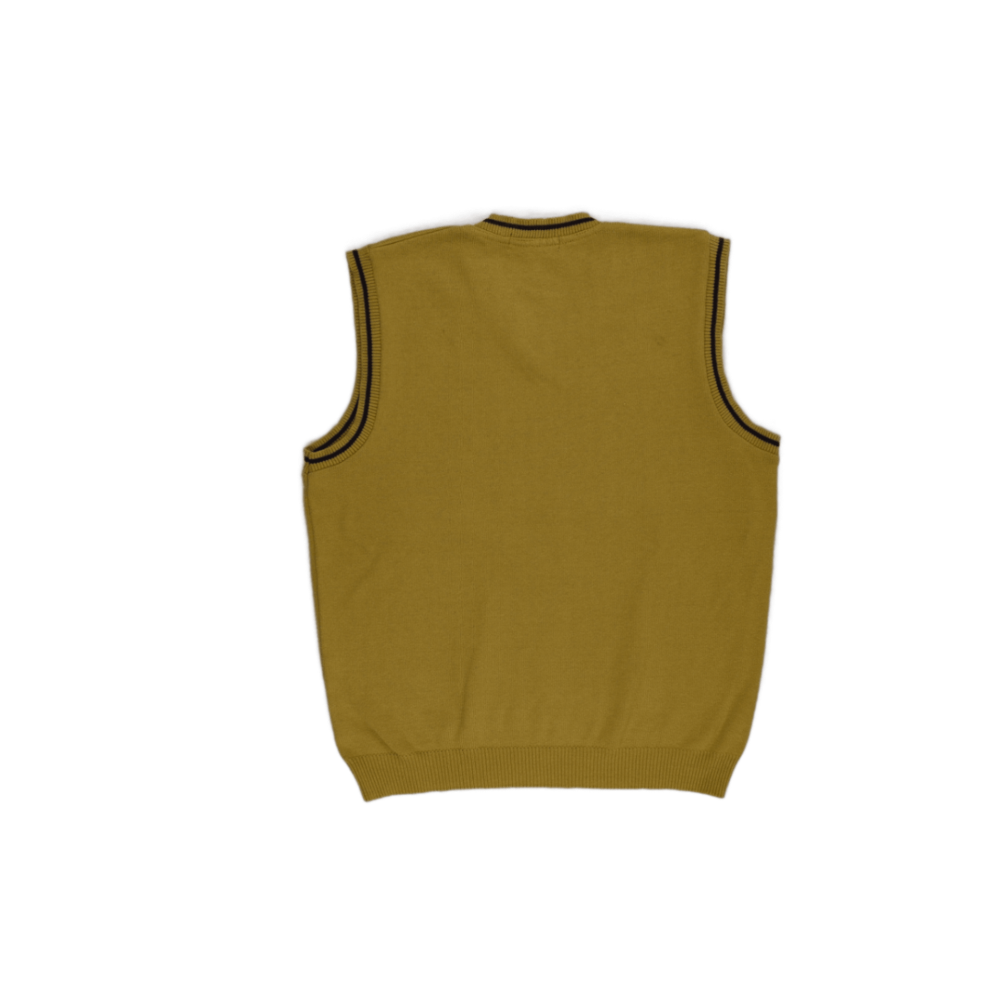 Burberrys Vintage Mustard Yellow Wool Sleeveless Knit Vest Size Large V-Neck