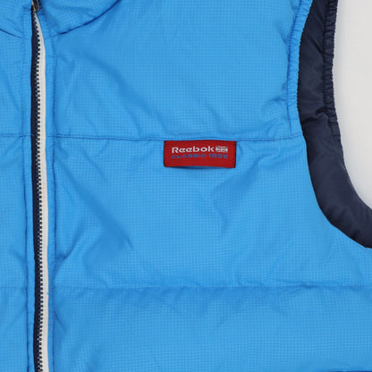 Reebok Classic 1895 Blue Puffer Gilet Vest Medium Polyester High Neck
