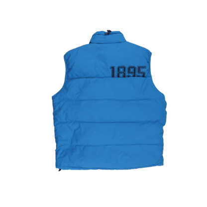 Reebok Classic 1895 Blue Puffer Gilet Vest Medium Polyester High Neck
