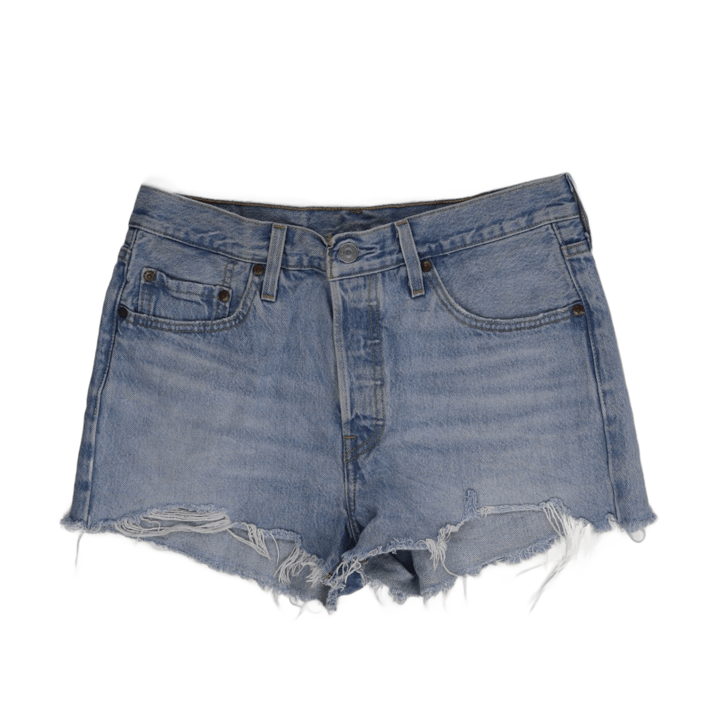 Levi's Vintage Light Blue High Waisted Distressed Denim Shorts Womens W31 Button Fly