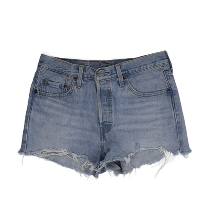 Levi's Vintage Light Blue High Waisted Distressed Denim Shorts Womens W31 Button Fly