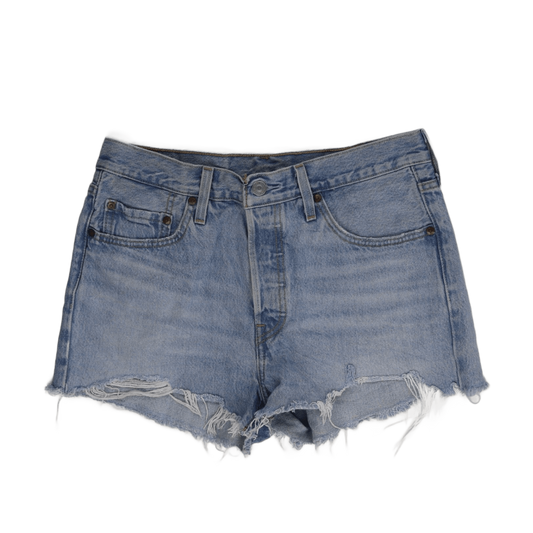 Levi's Vintage Light Blue High Waisted Distressed Denim Shorts Womens W31 Button Fly