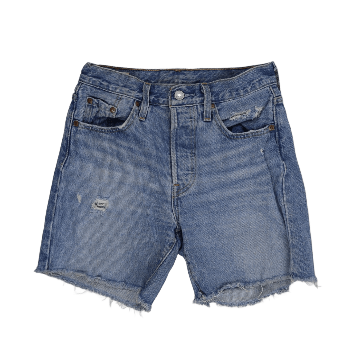 Levi's 501 High-Waist Distressed Denim Shorts Vintage Style Blue W30 L