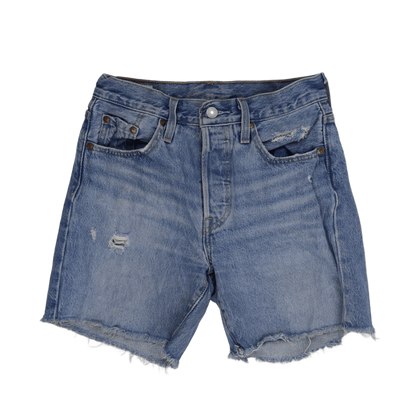 Levi's 501 High-Waist Distressed Denim Shorts Vintage Style Blue W30 L
