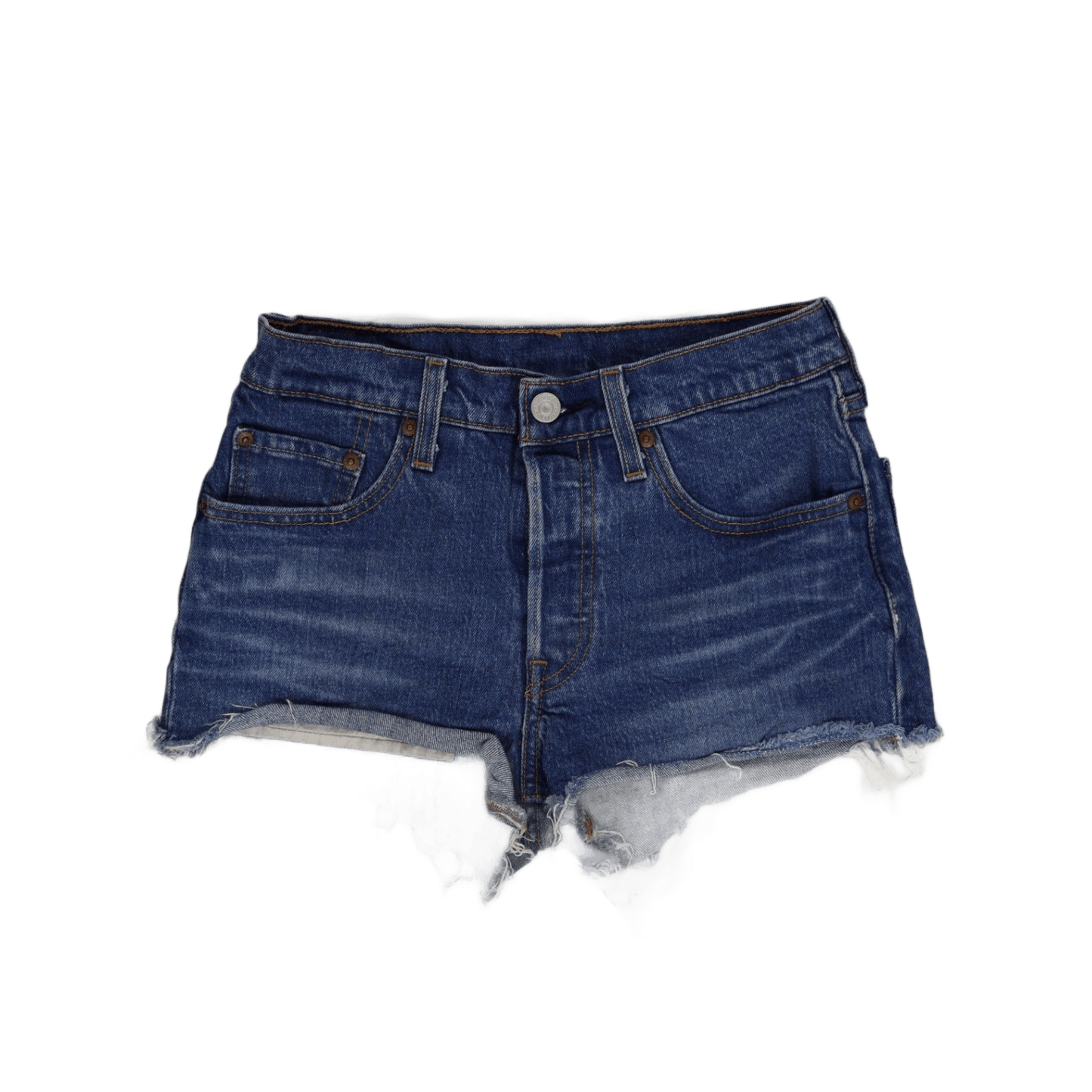 Levi's 501 High Rise Denim Cut Off Shorts Blue Distressed Vintage W30