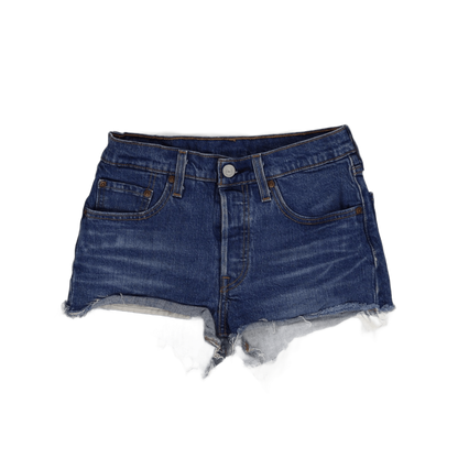 Levi's 501 High Rise Denim Cut Off Shorts Blue Distressed Vintage W30
