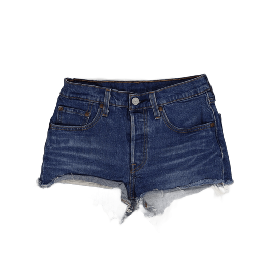 Levi's 501 High Rise Denim Cut Off Shorts Blue Distressed Vintage W30
