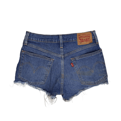 Levi's 501 High Rise Denim Cut Off Shorts Blue Distressed Vintage W30