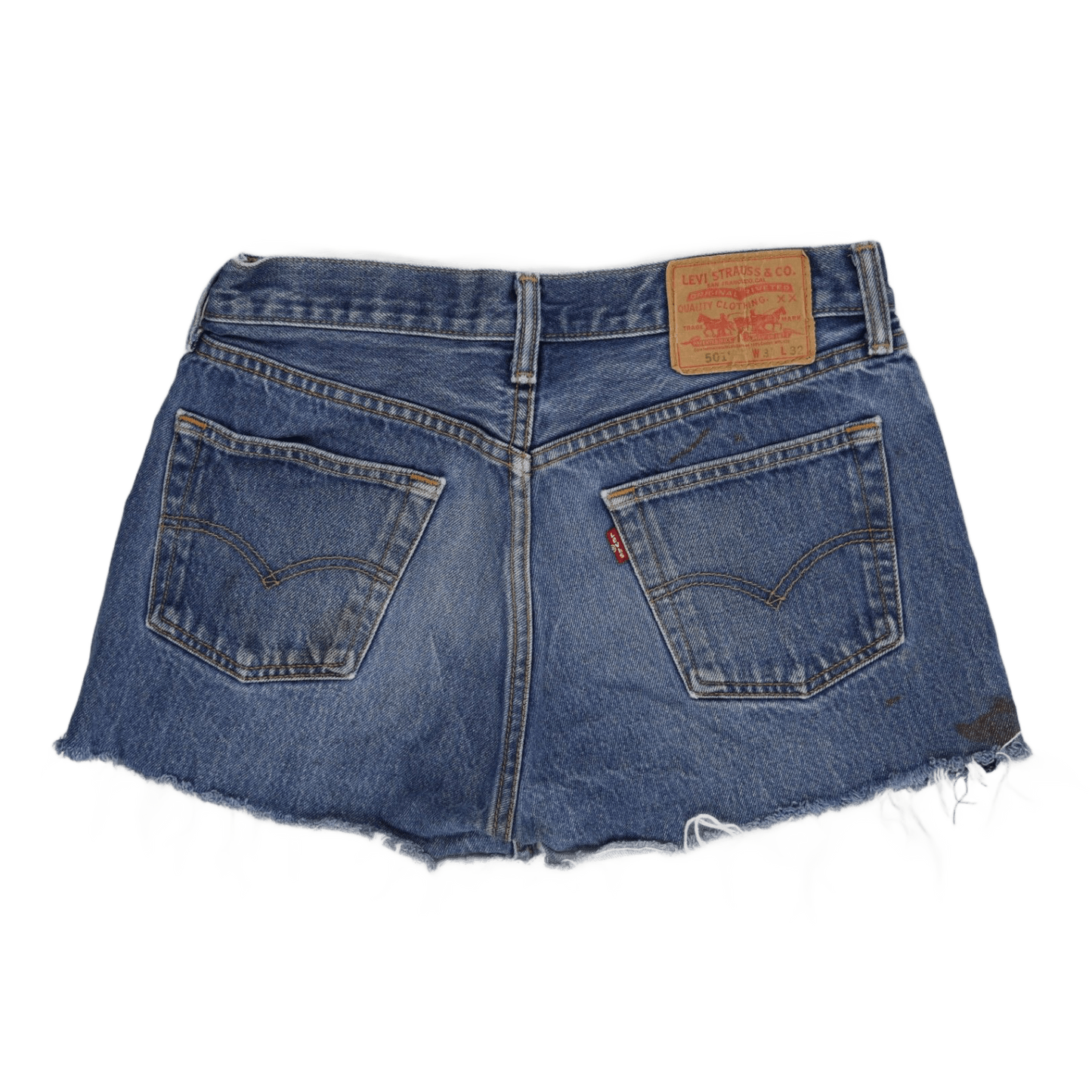 Levi's 501 Vintage High-Waisted Distressed Denim Shorts Blue W31 L32 Raw Hem