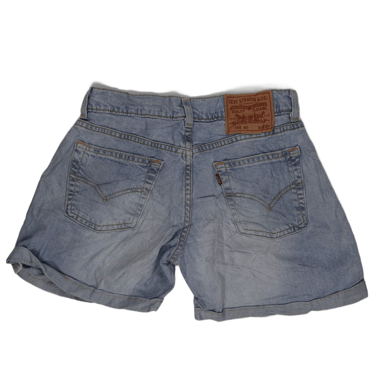 Levi's 555 90 Vintage Light Blue Denim Shorts W28 L34 Riveted Cotton Classic