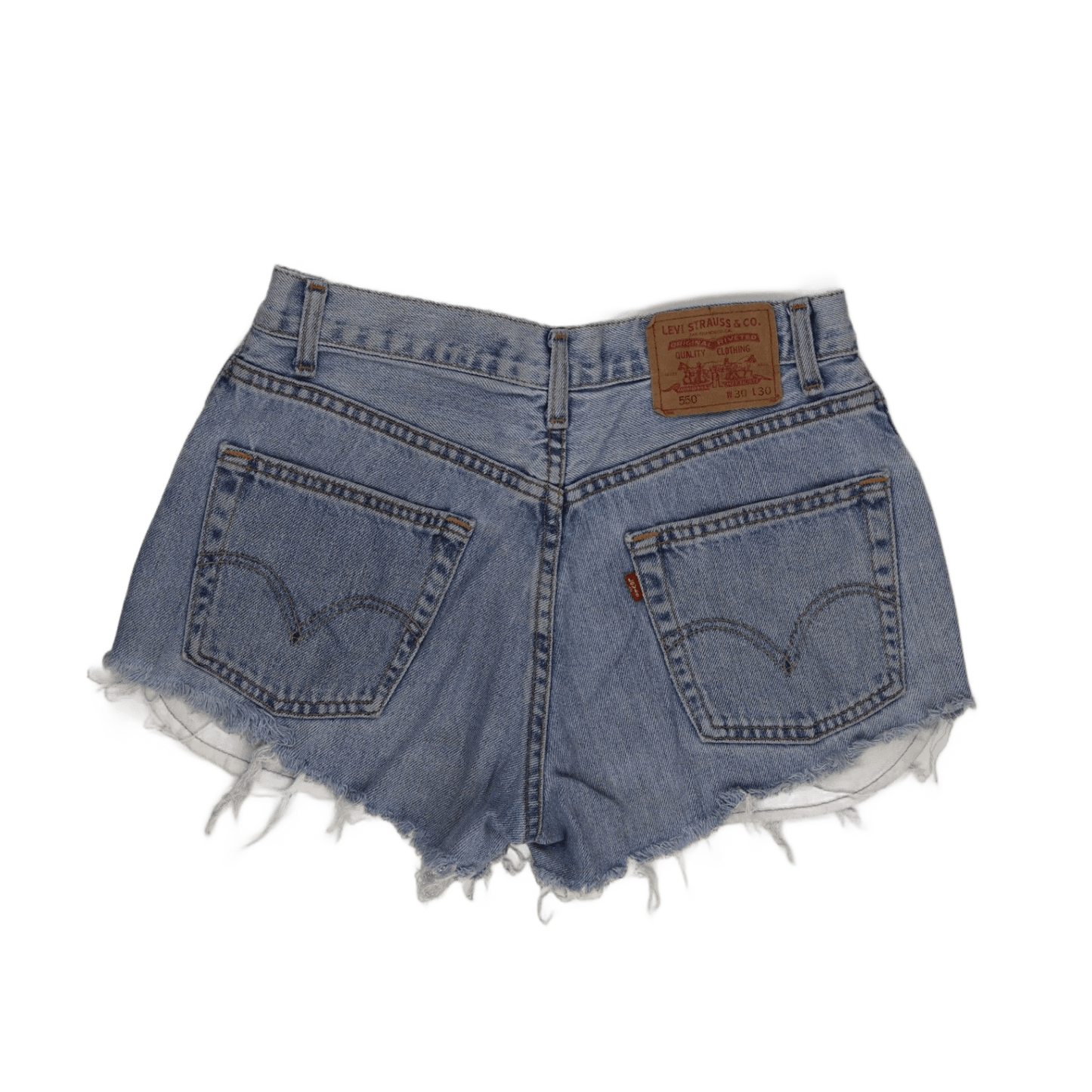 Levi's 550 Relaxed Fit Womens Cut-Off Denim Shorts Light Blue W30 Vintage Style