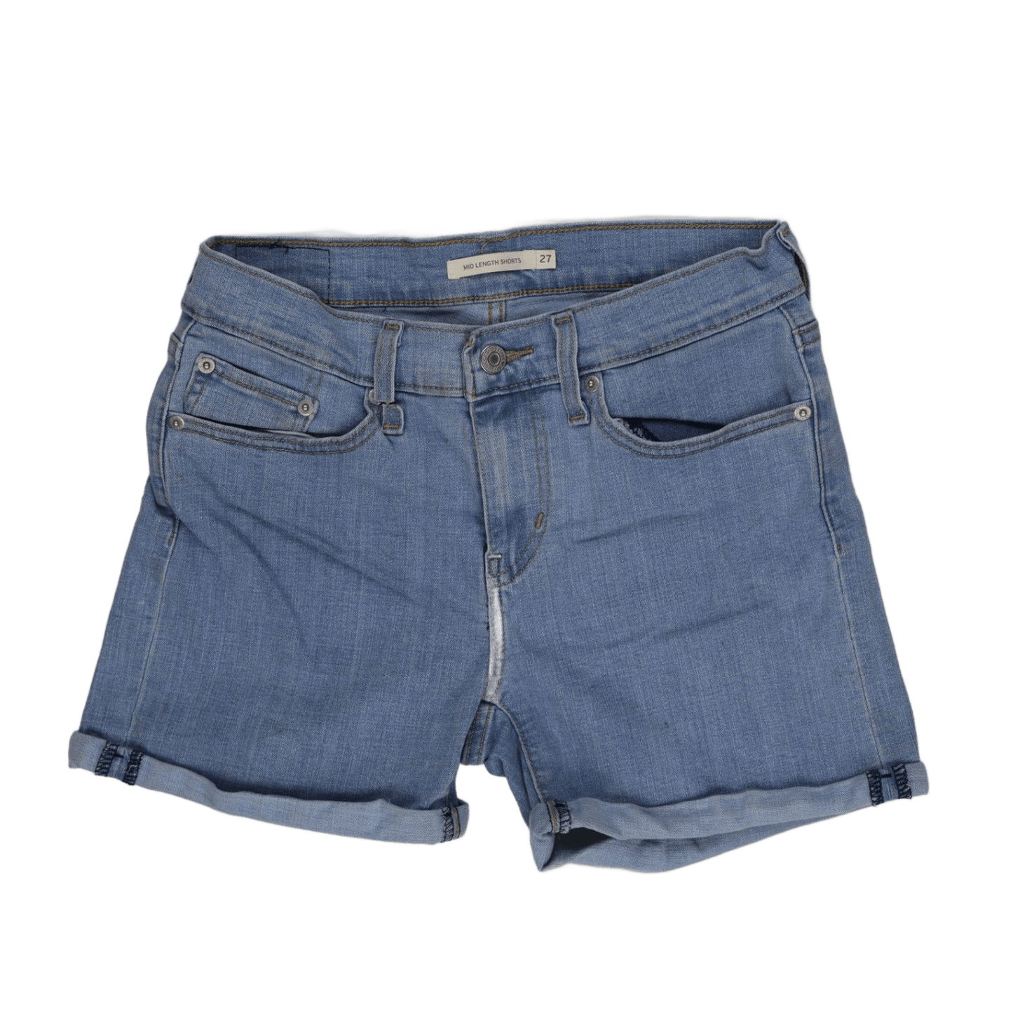 Levi's Womens Mid Length Denim Shorts Blue Size 27 Waterless Eco Casual Style