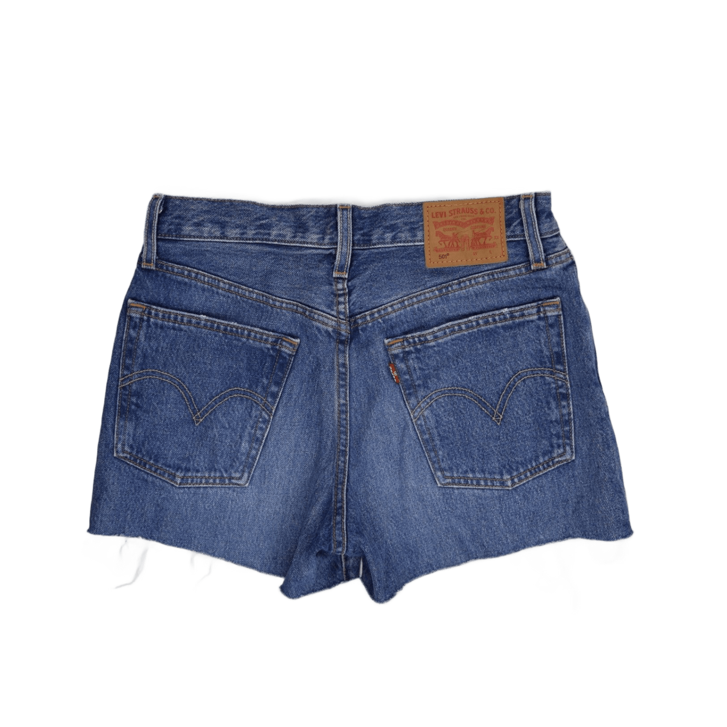 Levi's 501 High Rise Distressed Blue Denim Shorts Women’s 29W Vintage Style Frayed Hem