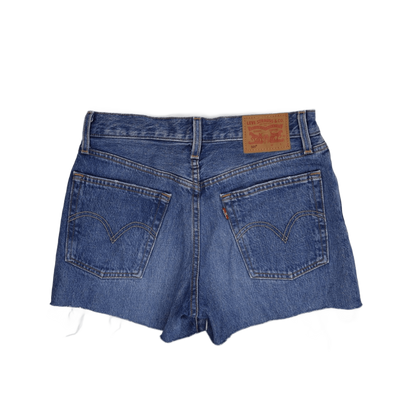 Levi's 501 High Rise Distressed Blue Denim Shorts Women’s 29W Vintage Style Frayed Hem