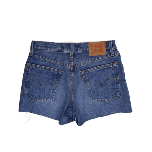 Levi's 501 High Rise Distressed Blue Denim Shorts Women’s 29W Vintage Style Frayed Hem