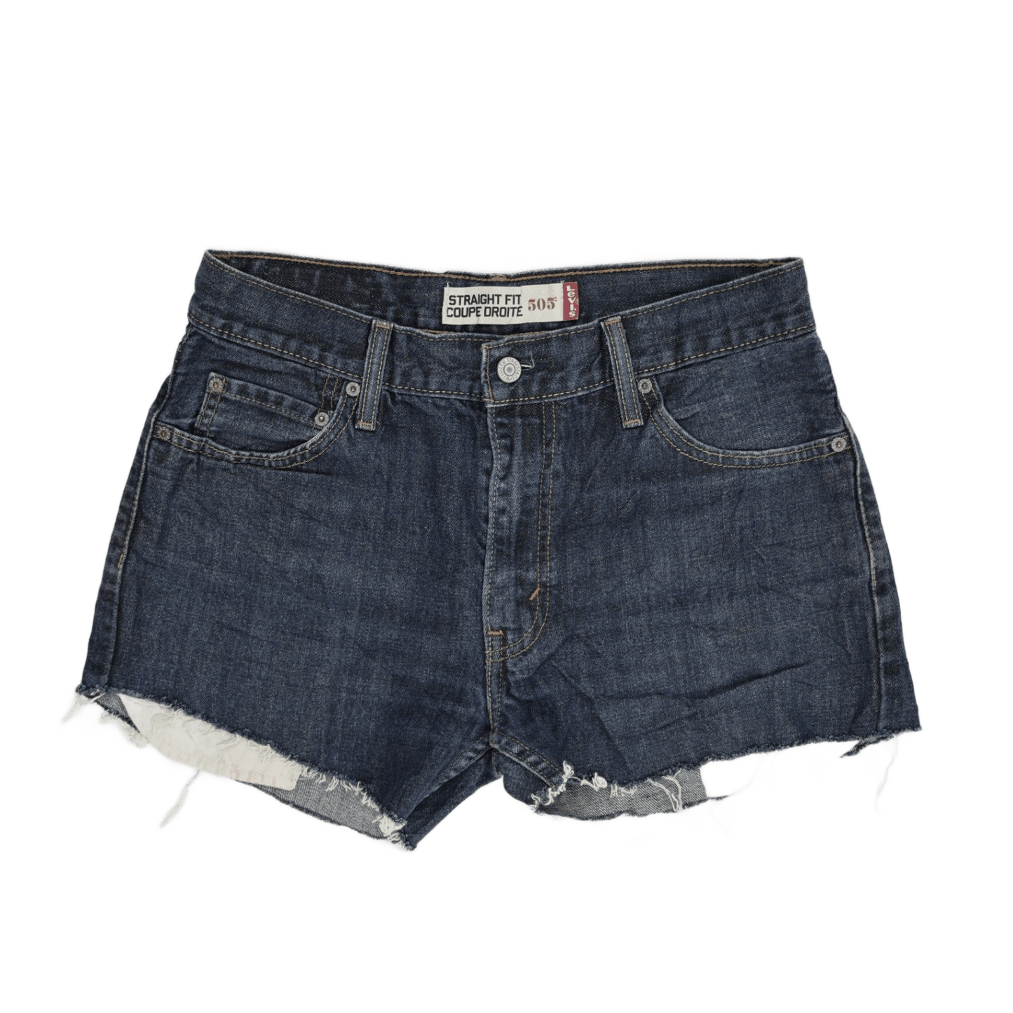 Levi's 505 Straight Fit Denim Shorts Mens W30 L32 Vintage Blue Cotton Distressed