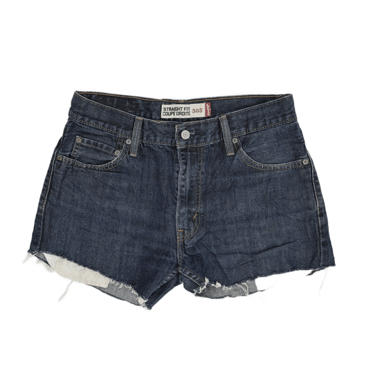 Levi's 505 Straight Fit Denim Shorts Mens W30 L32 Vintage Blue Cotton Distressed