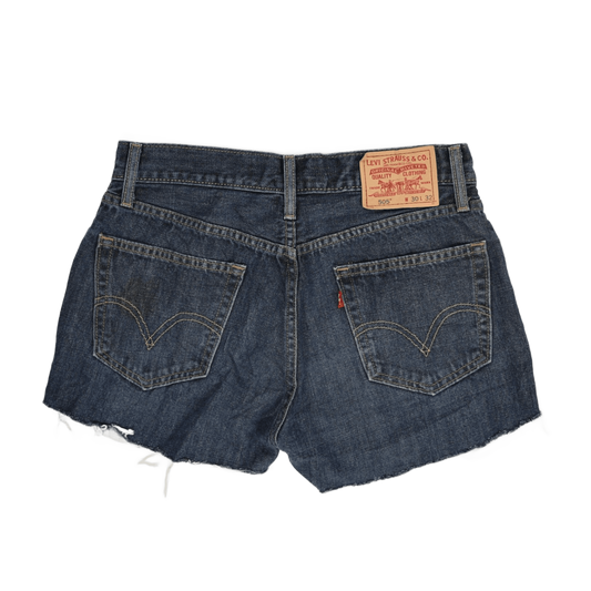 Levi's 505 Straight Fit Denim Shorts Mens W30 L32 Vintage Blue Cotton Distressed