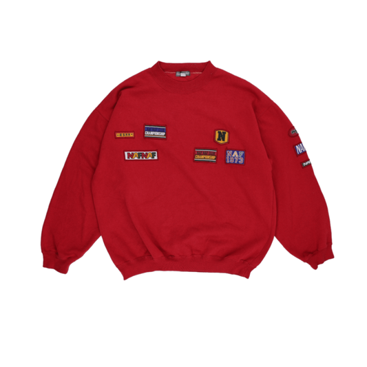 NAF NAF Vintage Red Patchwork Sweatshirt Crewneck Cotton Blend Size T0 Small