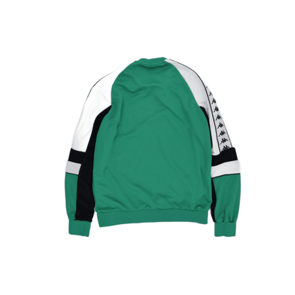 Kappa Green White Logo Tape Crewneck Sweatshirt Medium Polycotton Blend Retro Sportswear