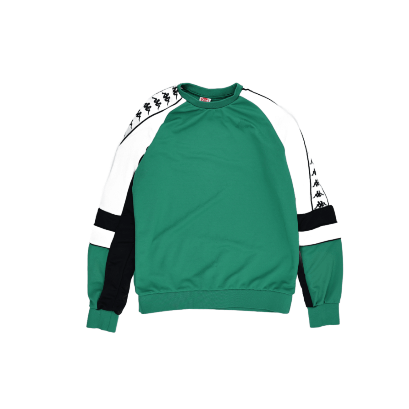 Kappa Green White Logo Tape Crewneck Sweatshirt Medium Polycotton Blend Retro Sportswear