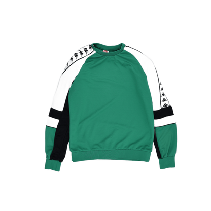 Kappa Green White Logo Tape Crewneck Sweatshirt Medium Polycotton Blend Retro Sportswear