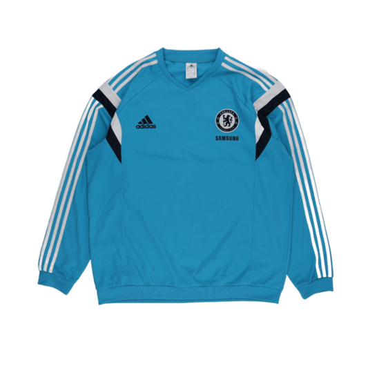 adidas Vintage Chelsea FC Training Sweatshirt Blue XL Polyester Crew Neck Sportswear