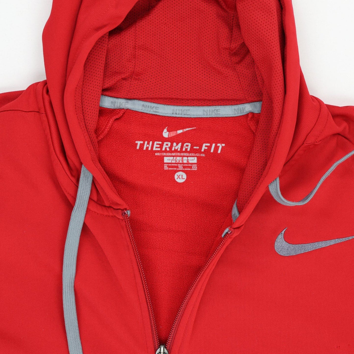 Nike Therma-Fit Red Full Zip Hoodie XL Polyester Blend Hooded