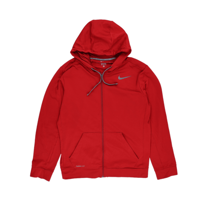 Nike Therma-Fit Red Full Zip Hoodie XL Polyester Blend Hooded
