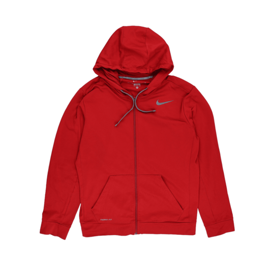 Nike Therma-Fit Red Full Zip Hoodie XL Polyester Blend Hooded