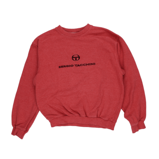 Sergio Tacchini Classic Sport Lab Red Crew Neck Sweatshirt Medium Cotton Blend Vintage Mens