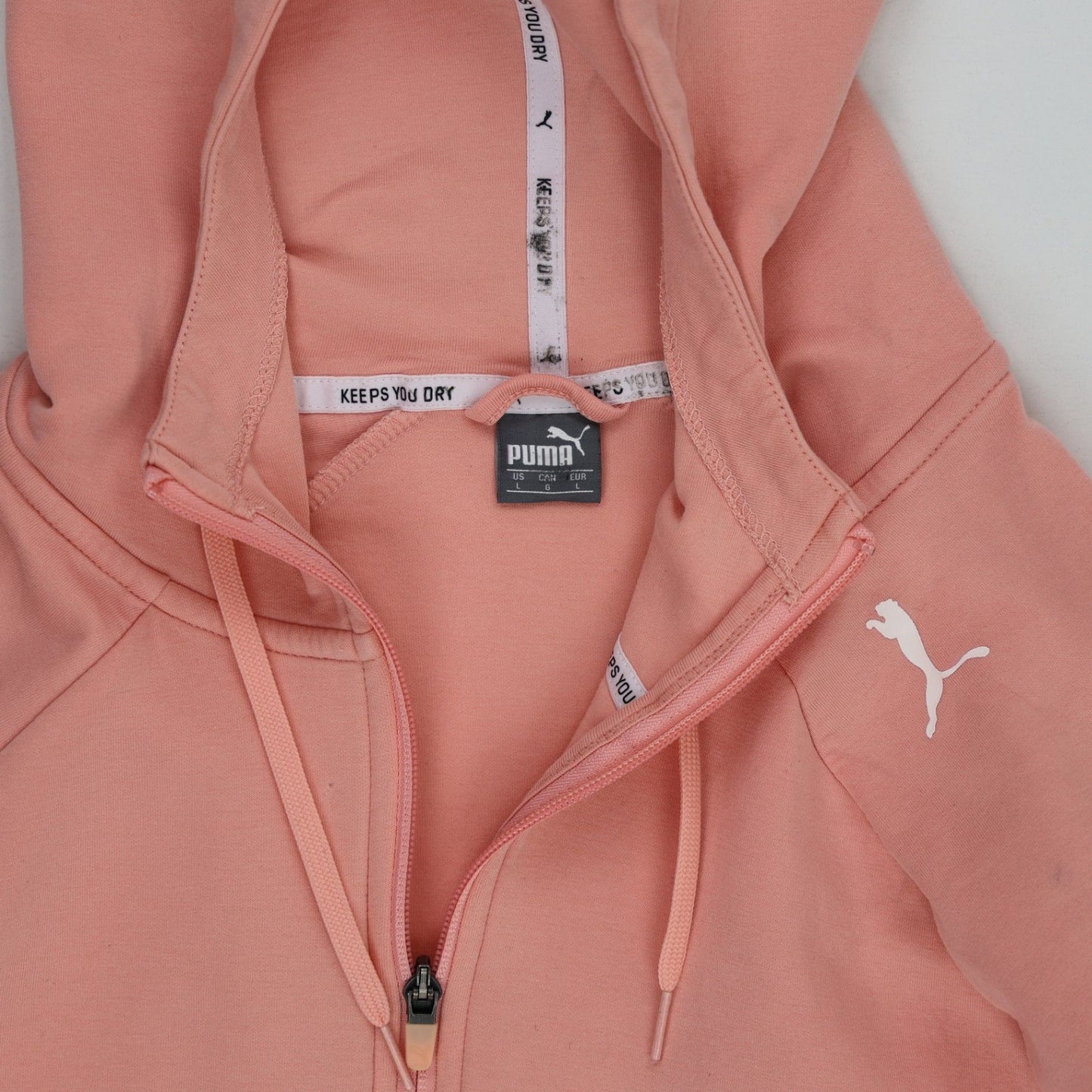 PUMA Women's Coral Pink DryCELL Zip Hoodie Size Small Cotton Blend Sports Hoodie