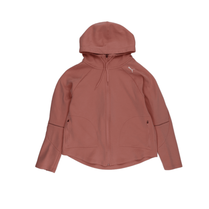 PUMA Women's Coral Pink DryCELL Zip Hoodie Size Small Cotton Blend Sports Hoodie